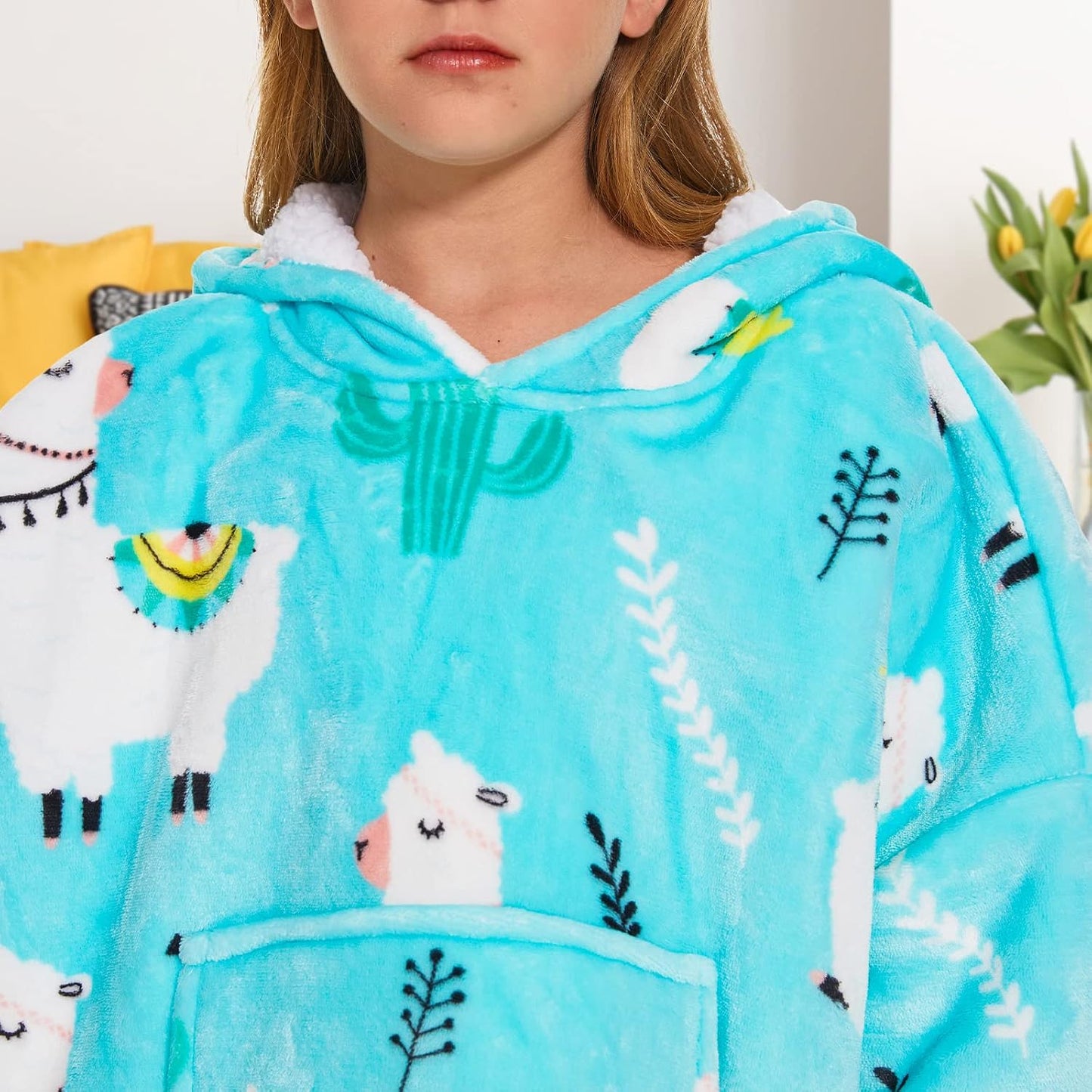 THREE POODLE Wearable Blanket Hoodie for Women, Oversized Sherpa Sweatshirt Blanket for Adults Men, Cozy Hooded Blankets, Gifts for Teen Girls Women Mom Sister