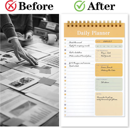 LABUK 10 Pack Daily To Do List Notepads 5" x 8" Daily Planner 30 Sheets Spiral to Do List Notebook for Classroom Office Plan Work Schedule Checklist