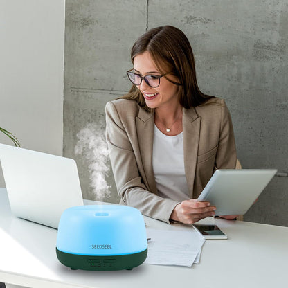 SEEDSEEL 300ML Essential Oil Diffuser with 7-Color LED Lights and Remote Control, Modern Minimalist Design, High-Efficiency Ultrasonic Mist Aromatherapy Diffuser for Home