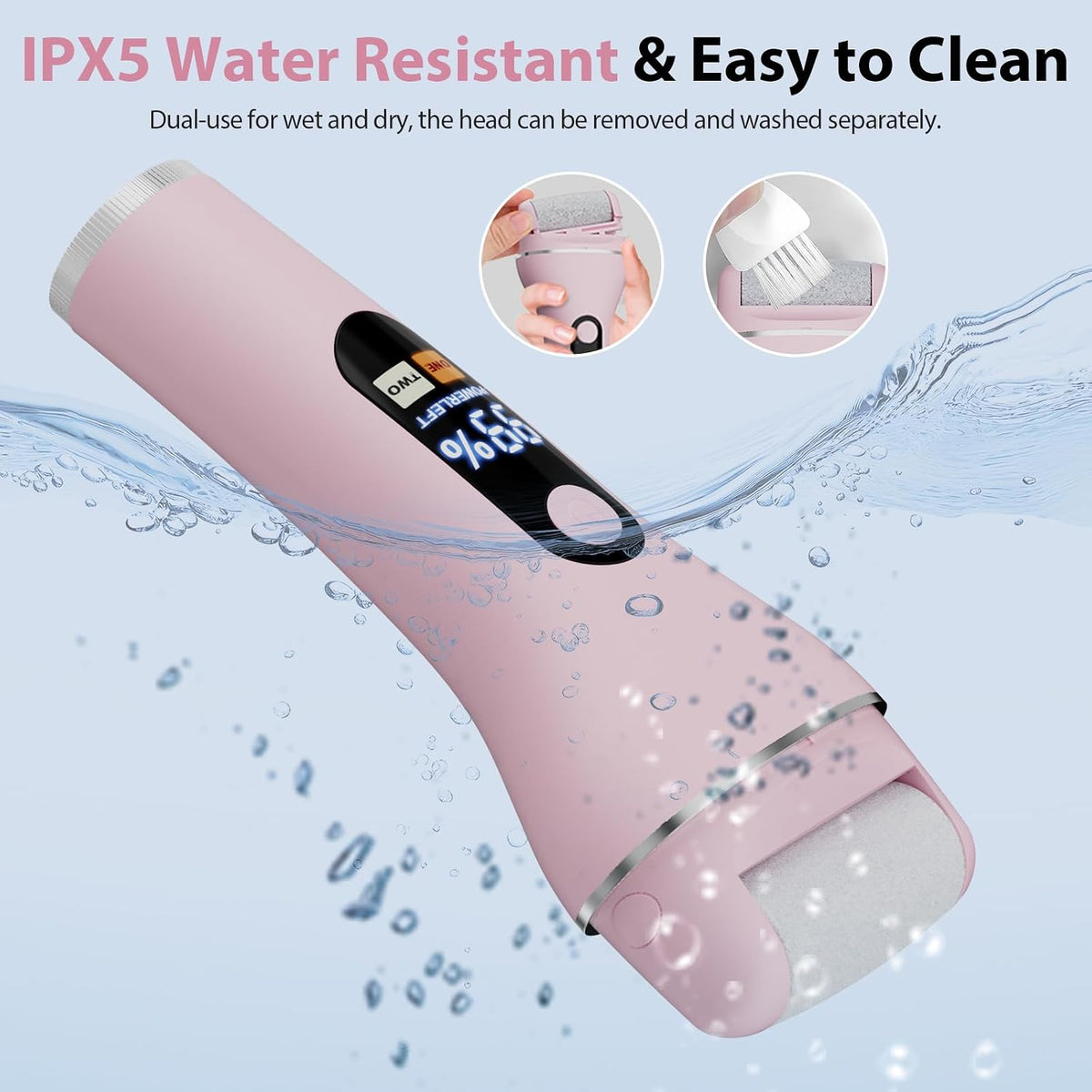 AdamPark Electric Callus Remover for Feet, Rechargeable Portable Electronic Foot Callus Remover 2-in-1 Wet/Dry Foot Scrubber Electric Toot File for Hard Cracked Dry Dead Skin（Pink）