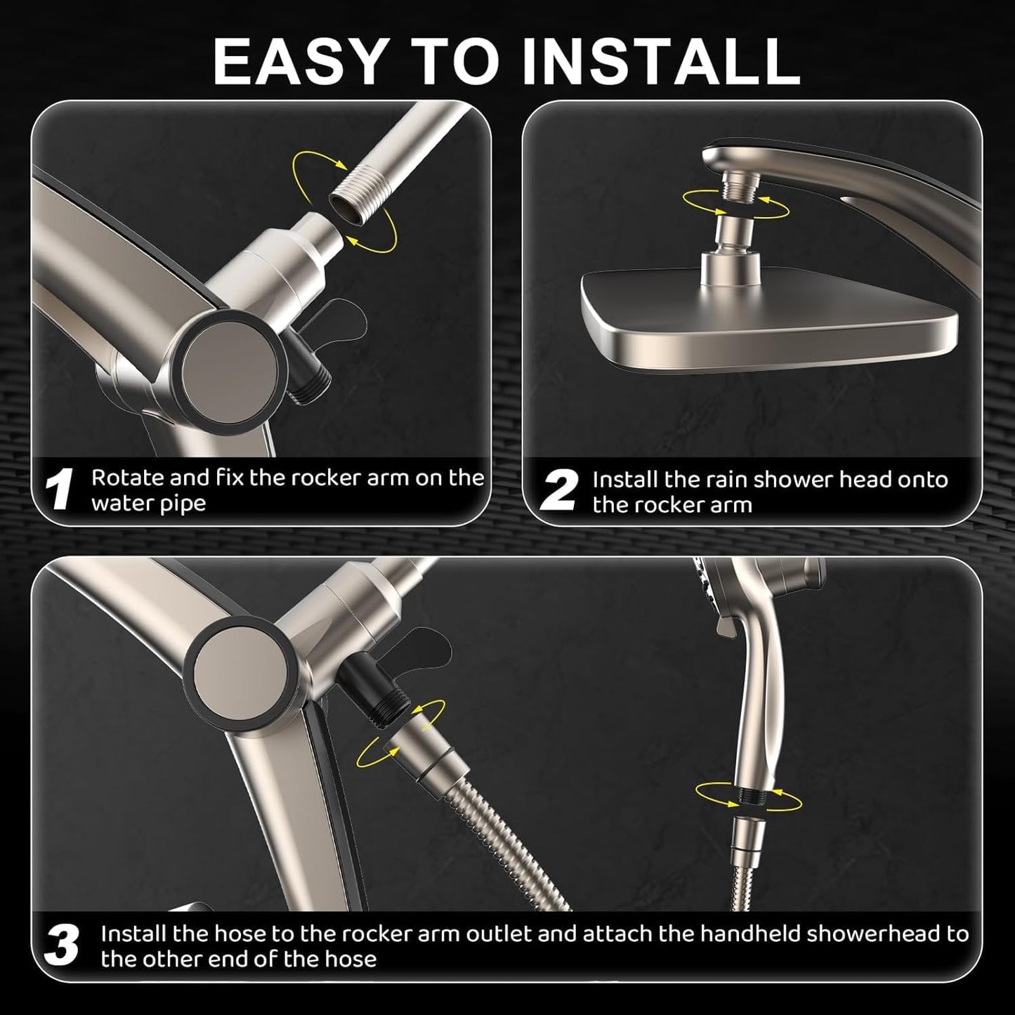 Rain Shower Head with filtered Handheld High Pressure rainfall Shower Heads with Handheld Spray Combo Adjustable one-piece stand daul shower head Built-in Magnetic Docking and Power Jets