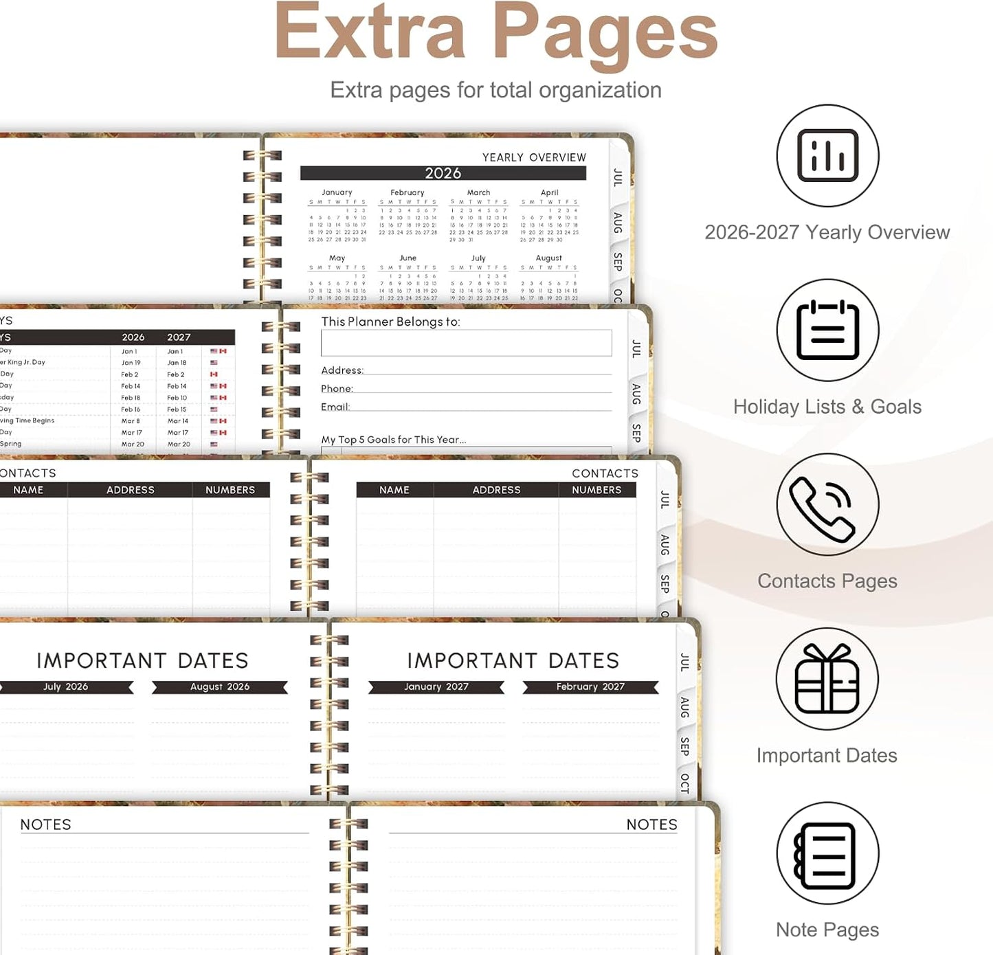 Planner 2026-2027, Weekly and Monthly Calendar Planner, JUL 2026 - JUN 2027 | A5(6.3'' x 8.5''), Hardcover, Agenda Book, Sprial Bound, Inner Pocket, Office and School Use