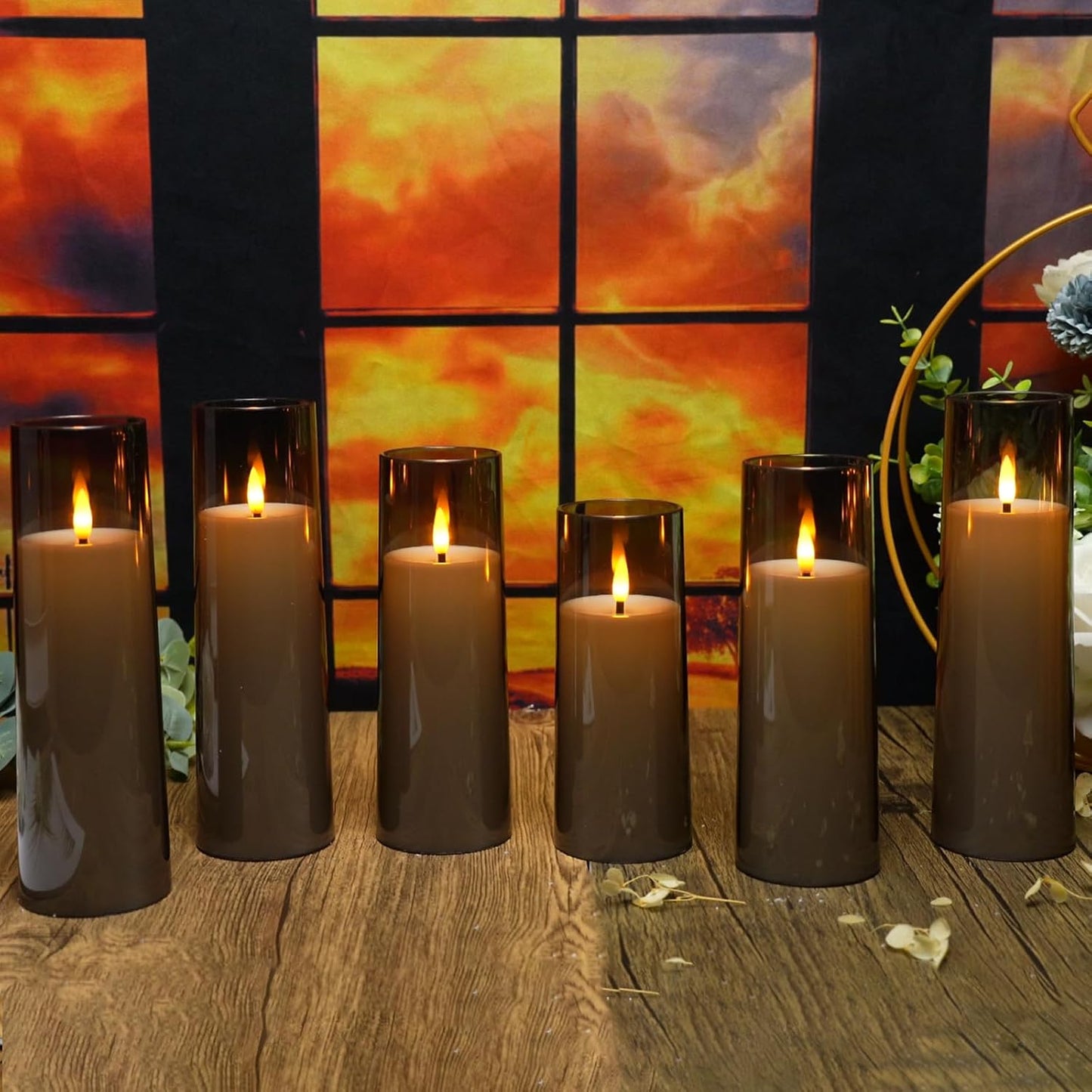 kakoya Flickering Flameless Candles Battery Operated with Remote and 2/4/6/8 H Timer Acrylic Led Pillar Candles Pack of 9 (appr D2.3"xH5.5"6.5"7.5")with Realistic 3D Wick Candles for Home Decor(White)