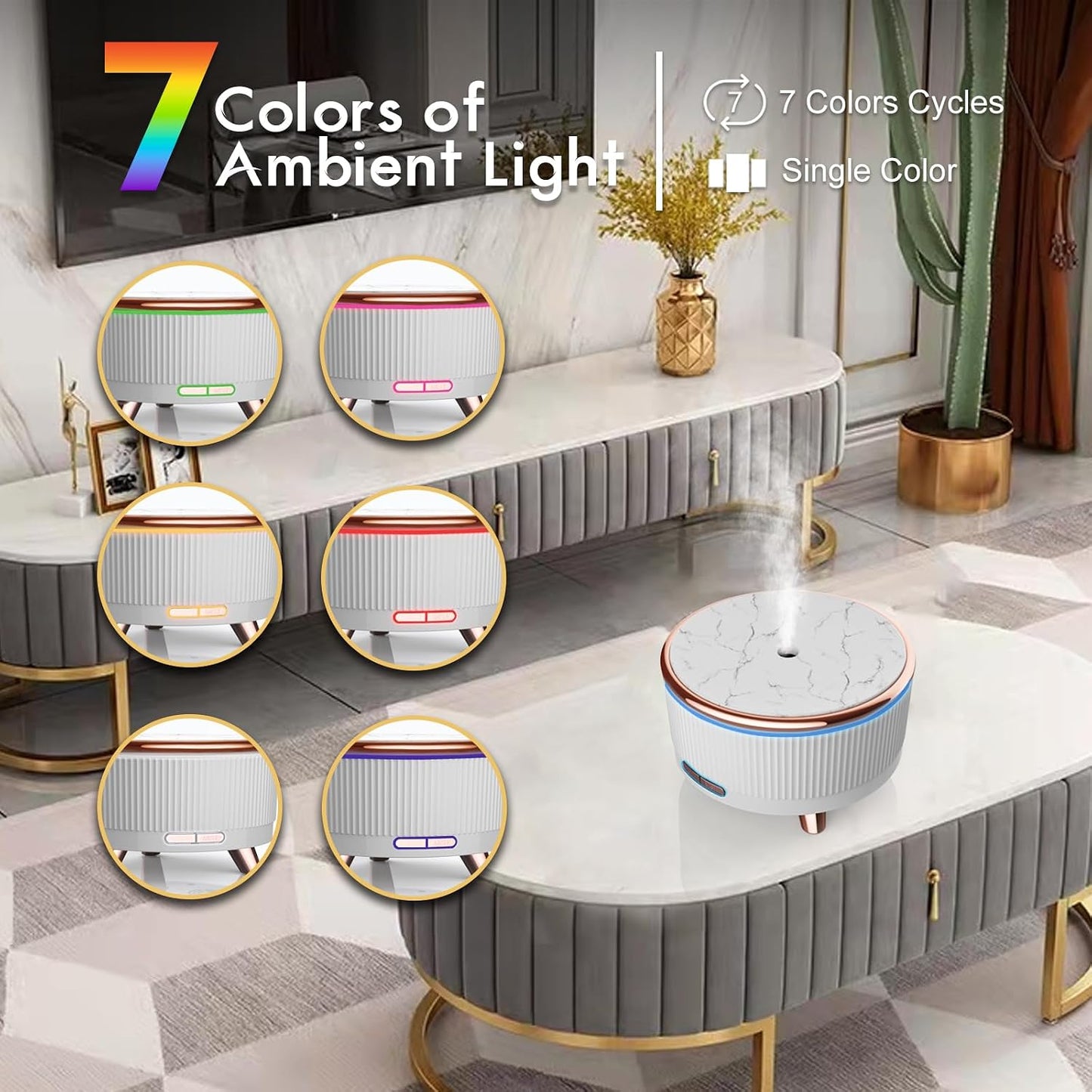 Diffusers for Essential Oils Large Room, 500ml Aromatherapy Diffuser Cool Mist Humidifier with Remote Control,7 Colors Lights & 5 Mist Mode Waterless Auto Off for Women Office Home