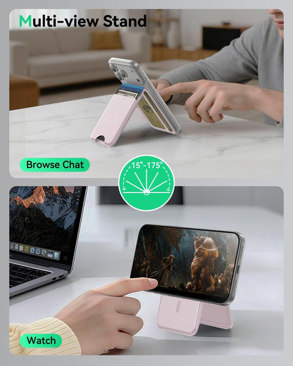 TWZKG for MagSafe Wallet, Works with Apple Find My,5 Card Holder with Stand