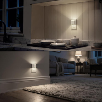 DORESshop LED Night Light[2 Pack], Night Lights Plug into Wall, 3 Level Brightness Adjustable Plug in Night Light, Dusk to Dawn Sensor, Nightlights for Adults, Bedroom, Bathroom, Hallway, Amber