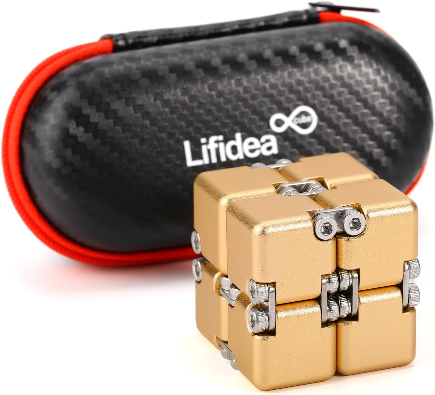 Lifidea Aluminum Alloy Metal Infinity Cube Fidget Cube (6 Colors) Handheld Fidget Toy Desk Toy with Cool Case Infinity Magic Cube Relieve Stress Anxiety ADHD OCD for Kids and Adults (Blue)