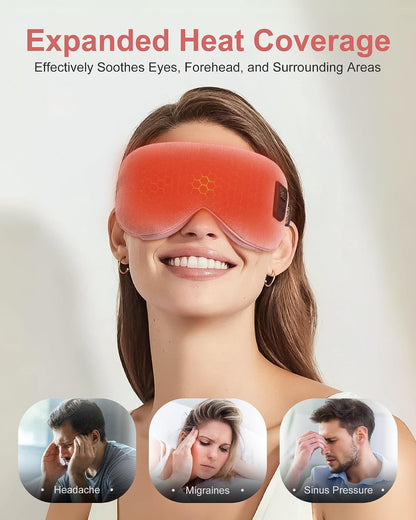Heated Eye Mask for Dry Eyes: Warm Compress for Digital Tired Eyes, Stye Relief - Cordless, Adjustable Heat & Timer Settings - Airplane/Road Travel, Sleep aid, Office nap Pink