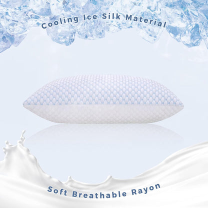 OSBED Shredded Memory Foam Pillows Queen Size Set of 2 | Neck pain relief, supportive, odorless, cooling pillow, adjustable, washable, CertiPUR-US hypoallergenic adult pillow