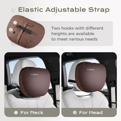 Coverado Car Lumbar Support Pillow and Car Neck Pillow Kit, Ergonomic Design Car Headrest Pillow for Driving, Relax Back Head Muscles Relieve Driving Fatigue, Breathable & Removable Cover, Gray
