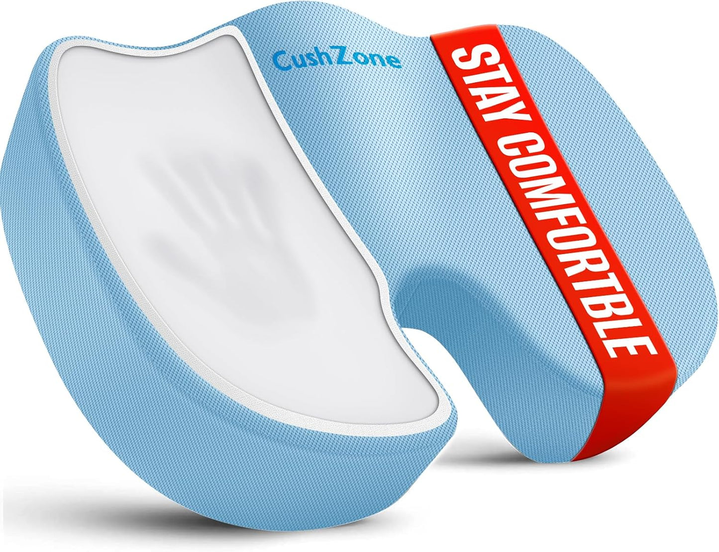 CushZone Seat Cushion - Memory Foam Office Chair Cushion for Sciatica, Tailbone & Back Pain Relief - Orthopedic Coccyx Pillow for Car, Airplane, Pregnancy & Long Sitting at Work, Black