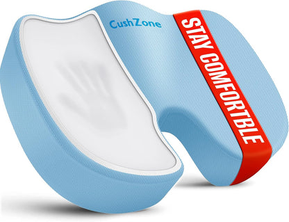 CushZone Seat Cushion - Memory Foam Office Chair Cushion for Sciatica, Tailbone & Back Pain Relief - Orthopedic Coccyx Pillow for Car, Airplane, Pregnancy & Long Sitting at Work, Black