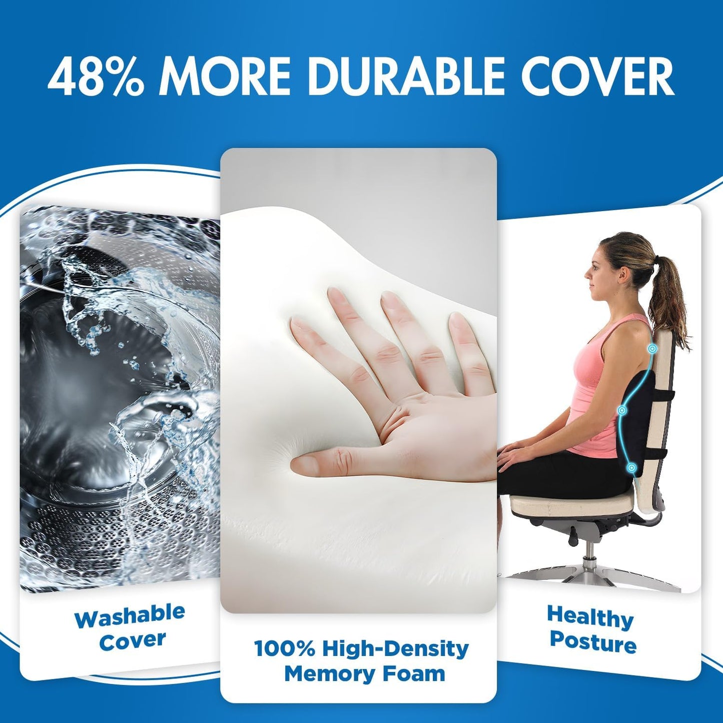 Niceeday Lumbar Support Pillow for Office Chair Car Back Support Pillow, Memory Foam Gaming Chair Desk Chair Back Cushion for Lower Back Pain Relief, Ergonomic Back Rest,Office Home Essentials
