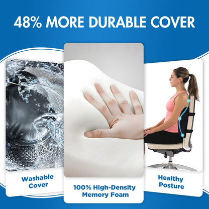 Niceeday Lumbar Support Pillow for Office Chair Car Back Support Pillow, Memory Foam Gaming Chair Desk Chair Back Cushion for Lower Back Pain Relief, Ergonomic Back Rest,Office Home Essentials