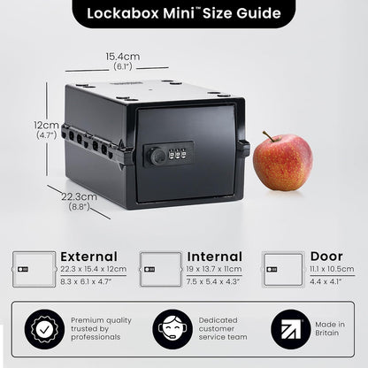 Lockabox Mini™ | Small Lock Box with Combination Lock (Half Letter Sized) | Mini Lockable Box for Small Medicines, Snacks & Mobile Phones | External Size 8.8 x 6.1 x 4.7 Inches (Crystal)