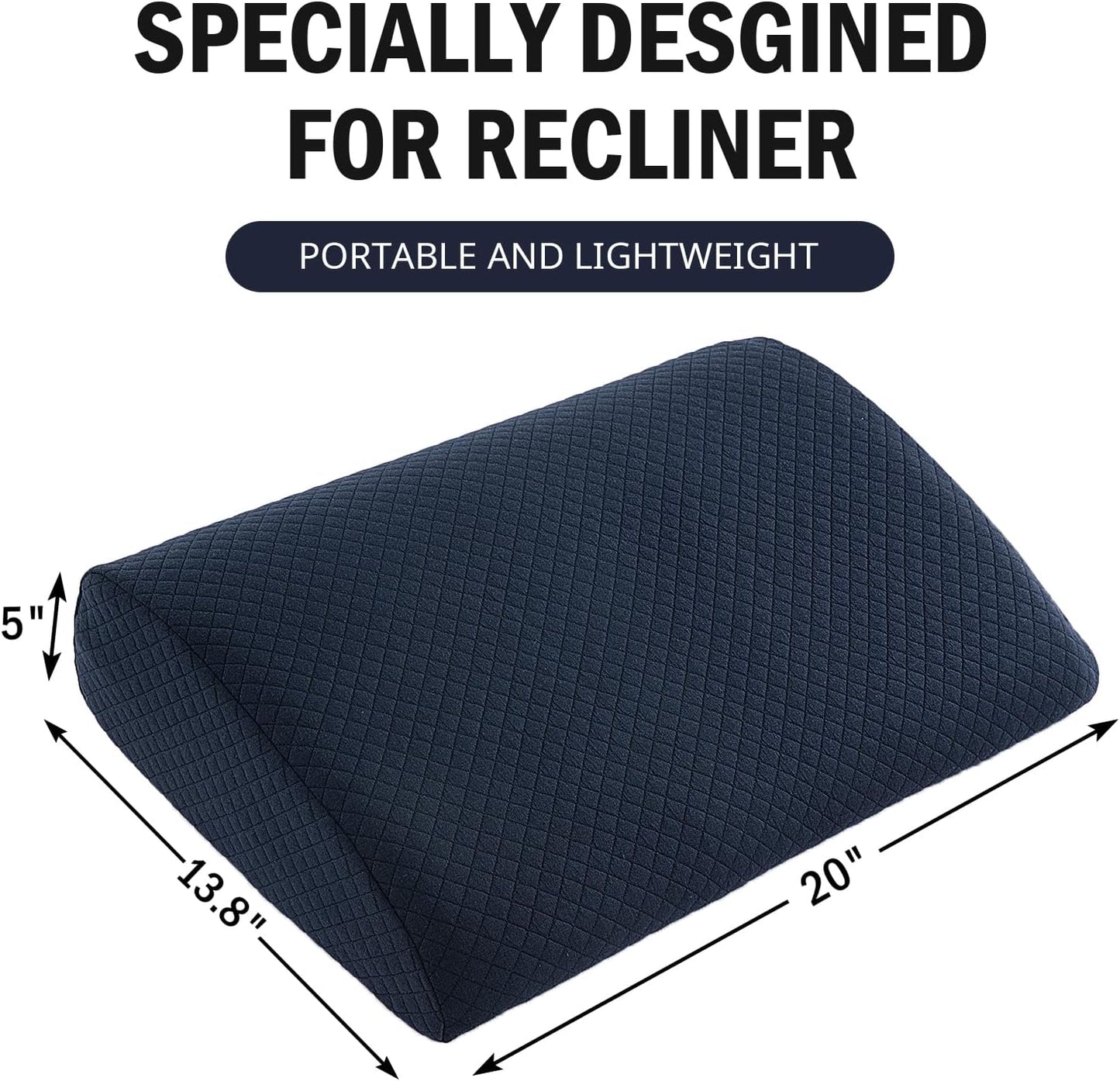 HOMBYS Lumbar Support Pillow for Recliner Chair, Memory Foam Back Support Cushion for Elderly,Extra Large Lumbar Support Pillow,Thick Backrest for Home Reading (Grey, 20“x13.5"x5")