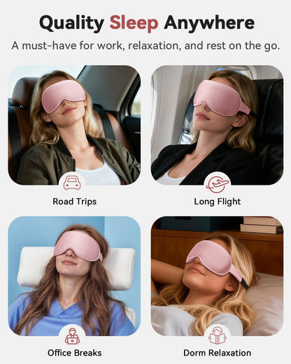 Weighted Blackout Sleep Mask for Men, 3D Contoured Zero Eye Pressure, Lash-Friendly Deep Eye Cups, Adjustable Slide Buckle Strap, Office Nap & Business Travel Essential, Relaxation Gift for Him(Black)