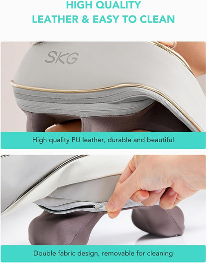 SKG H5mini Neck and Traps Massager with Heat for Deep Tissue Relief, Birthday Gifts for Women Men, 6D Hand Kneading, Cordless Neck and Shoulder Massager, Hands-Free Wireless for Men and Women