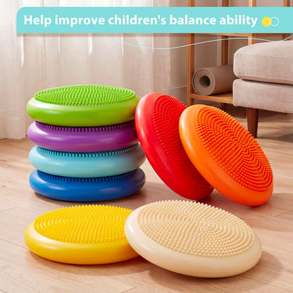 Amylove 6 Pcs Wiggle Seat Inflated Wobble Cushion for Sensory Kid 13 Inch Balance Disc Kids Flexible Seating Exercise Sensory Pad Chair Cushion for Classroom Office School (Bright)