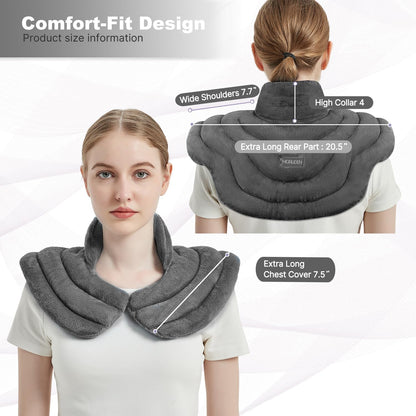 MORLIDEN Neck Heating Pad Microwavable for Shoulders, Warmer Wrap Microwave Heating Pad for Neck and Shoulders for Pain Relief (Navy Blue)