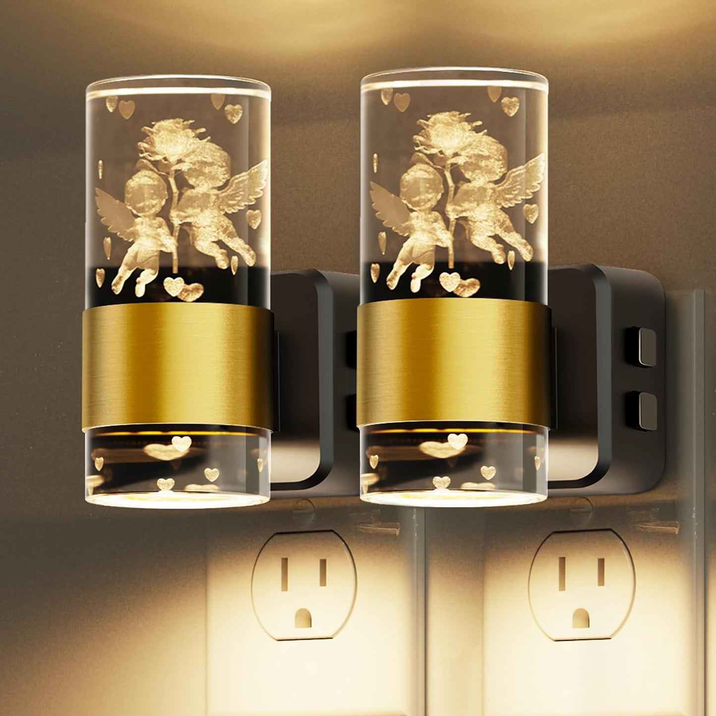 L LOHAS LED Night Light, Dimmable Night Lights Plug into Wall, Automatic Night Lights Plug in with Auto Light Sensor,Adjustable Brightness Amber LED Night Light, for Bedroom Hallway Home Decor