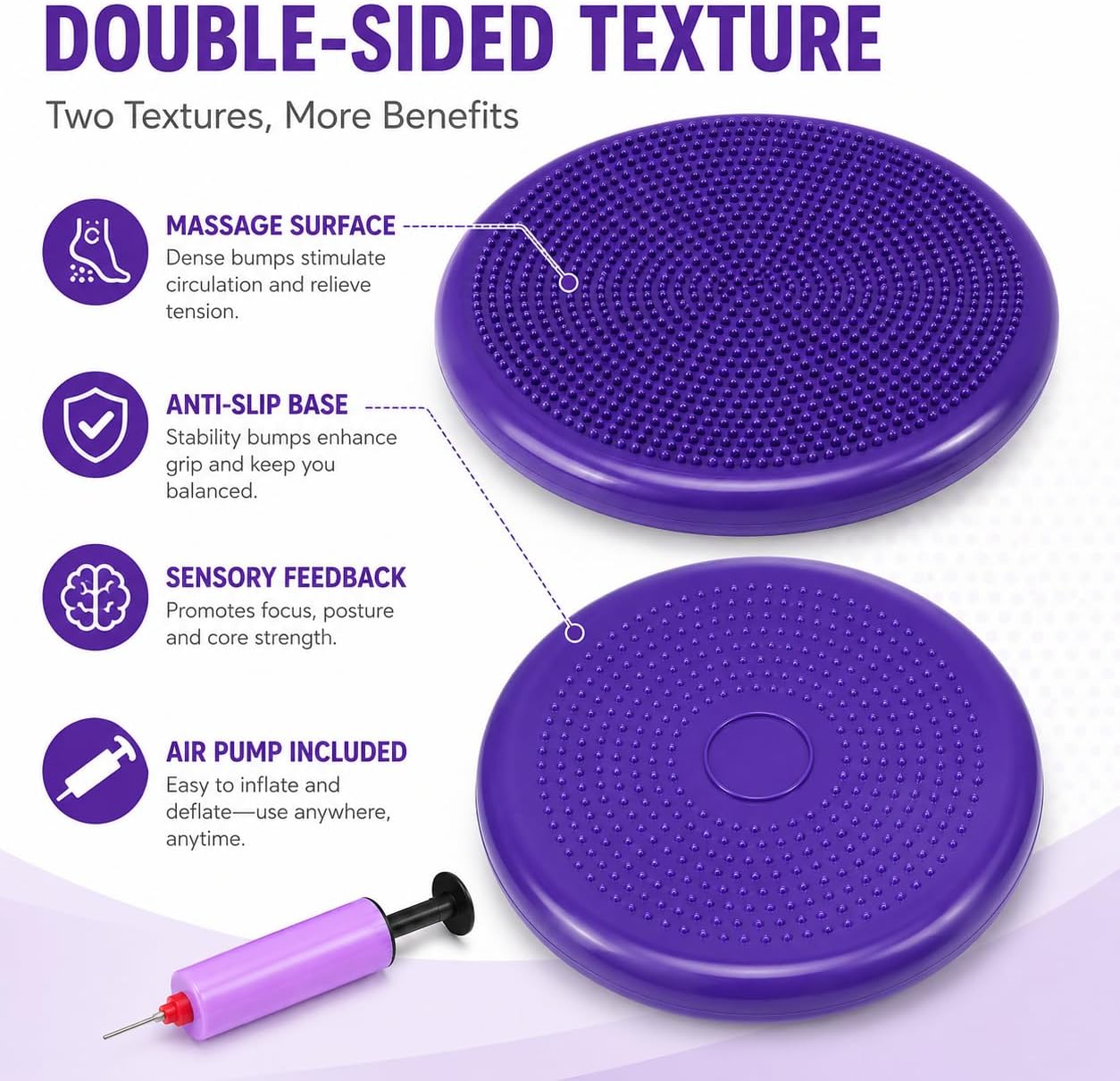 Hanstuten Wobble Seat Cushion & Core Balance Disc - Rubber Wiggle Seat for Active Sitting, Office Desk Chair, and Core Strength Training