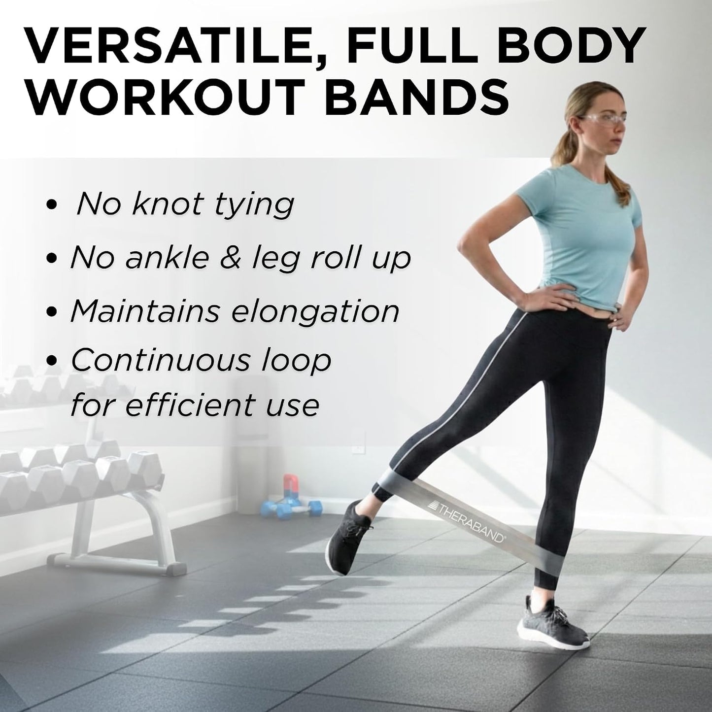 THERABAND Resistance Band Loop Set of 3, Exercise, 12", Black/Silver/Gold