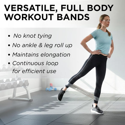 THERABAND Resistance Band Loop Set of 3, Exercise, 12", Black/Silver/Gold