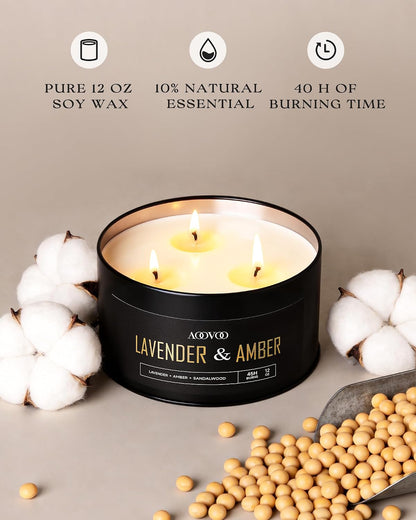 AOOVOO Coconut Vanilla Candles - 9 oz Scented Candles, Aromatherapy Candle, Soy Candle for Home Scented