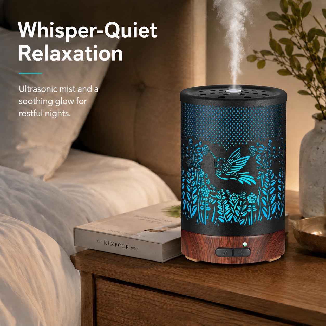 Essential Oil Diffuser, Ultrasonic Diffuser for Essential Oil, Cool Mist Humidifier Aromatherapy Diffuser with 7 Color Lighting Changing Modes, Waterless Auto Shut-Off for Home（Flower Fairy）