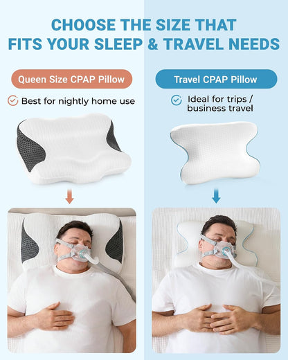 Elviros CPAP Pillow for Sleeping, HSA/FSA Ergonomic Adjustable Height Neck Support Memory Foam Bed Pillow for CPAP Users with Sleep Apnea, Suitable for Side and Back Sleepers