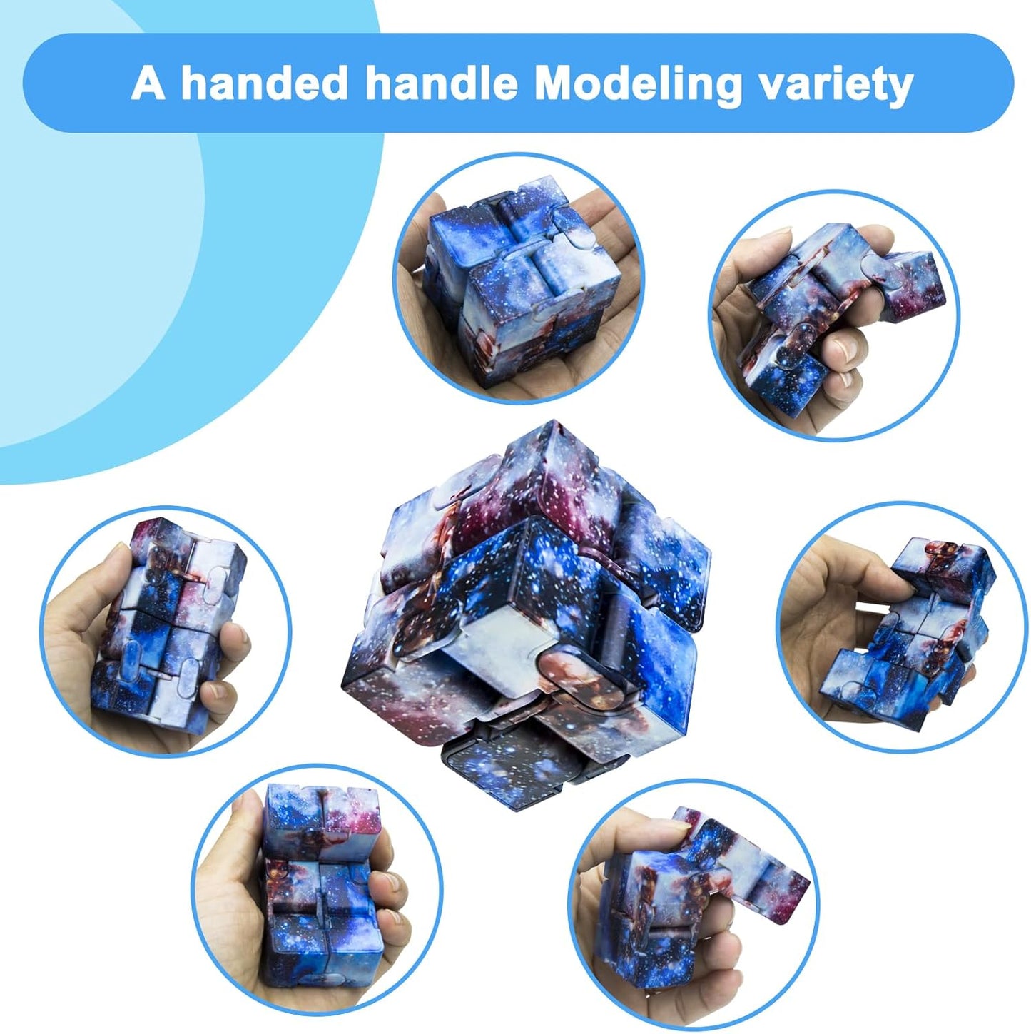 Infinity Cube Fidget Toy Stress Relieving Fidgeting Game for Kids and Adults,Cute Mini Unique Gadget for Anxiety Relief and Kill Time (Macaron Blue)