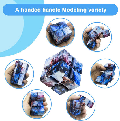 Infinity Cube Fidget Toy Stress Relieving Fidgeting Game for Kids and Adults,Cute Mini Unique Gadget for Anxiety Relief and Kill Time (Macaron Blue)