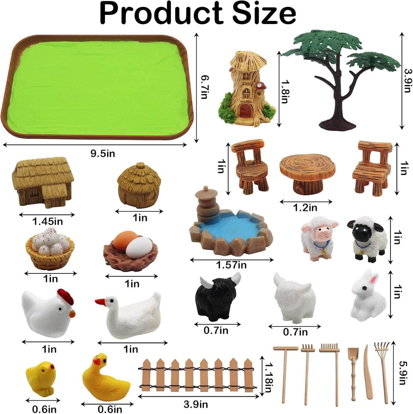 32 Pcs Zen Garden Kit for Desk, Mini Zen Sand Garden with Wooden Tray & Rake, Realistic Farm Animal & Figurines, Farmhouse Stress Relief Fidget Toy for Adults Home & Office, Mindfulness Gift