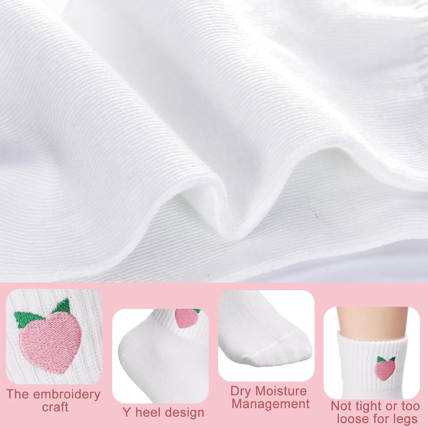 Eurzom 10 Pairs Socks Womens Crew Elastic Ankle Length Cotton Socks Aesthetic Cute Lightweight Low Cut Gifts for Women - Colors A