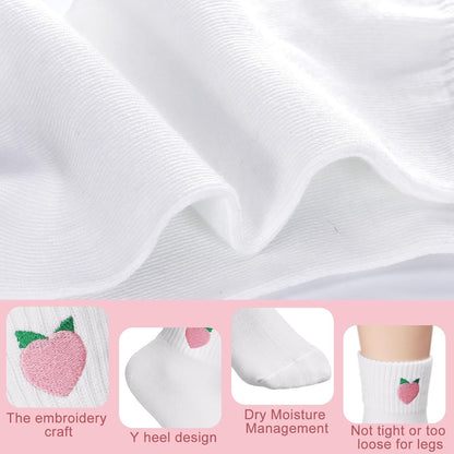 Eurzom 10 Pairs Socks Womens Crew Elastic Ankle Length Cotton Socks Aesthetic Cute Lightweight Low Cut Gifts for Women - Colors A