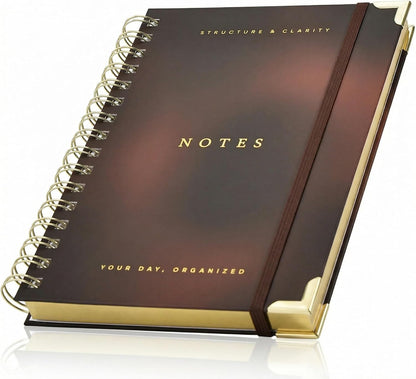 Aesthetic Daily Planner And Notebook With Hourly Schedule - Beautiful Spiral To Do List Notepad For Work/Home to Organize Tasks And Appointments - Stylish School/Office Supplies Journal Book For Women