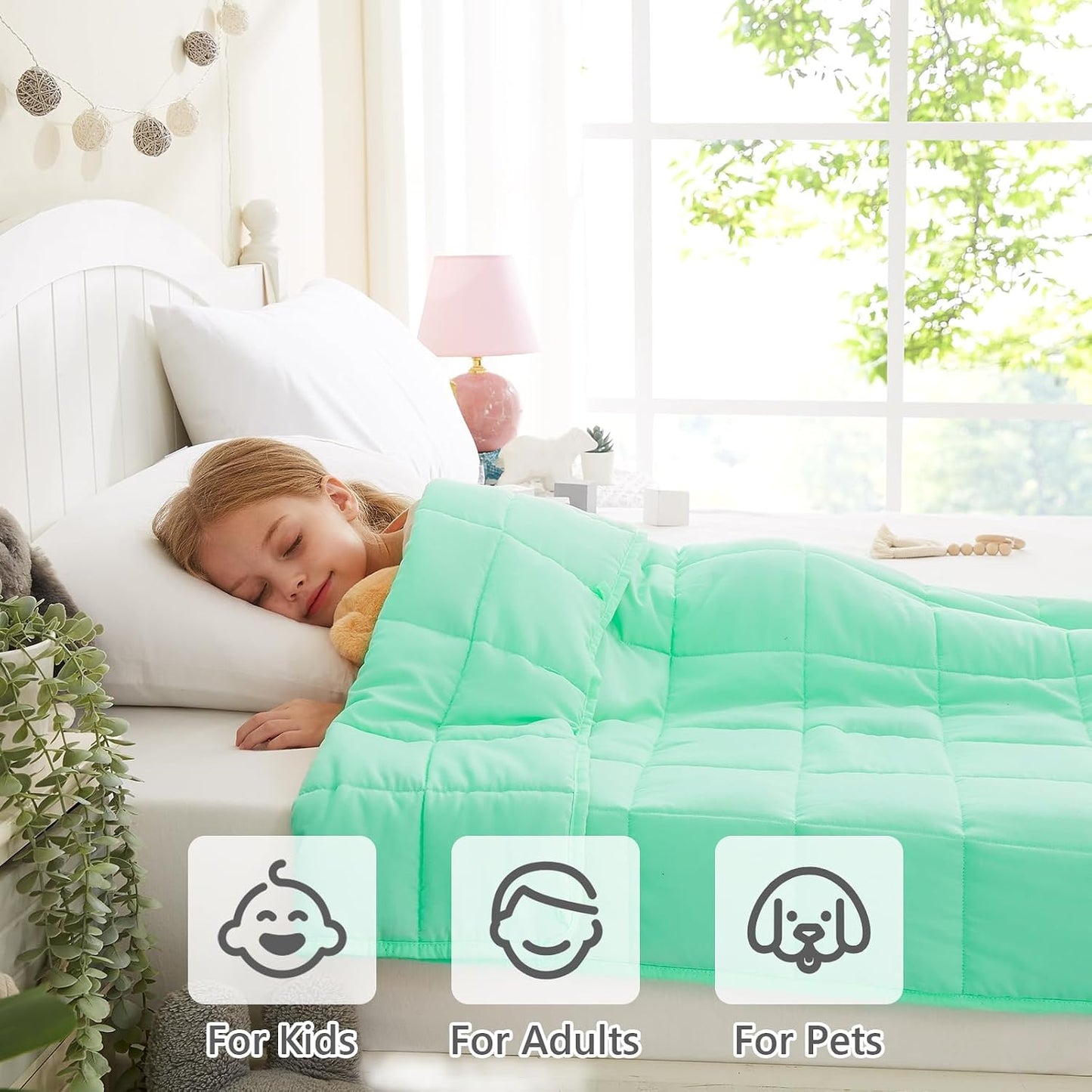 L'AGRATY Weighted Lap Pad 7lb: Small Weighted Blanket for Adults - Cooling Portable Travel Blanket for Relaxation Sleeping - Washable All-Season (29" x 24")