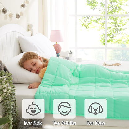 L'AGRATY Weighted Lap Pad 7lb: Small Weighted Blanket for Adults - Cooling Portable Travel Blanket for Relaxation Sleeping - Washable All-Season (29" x 24")