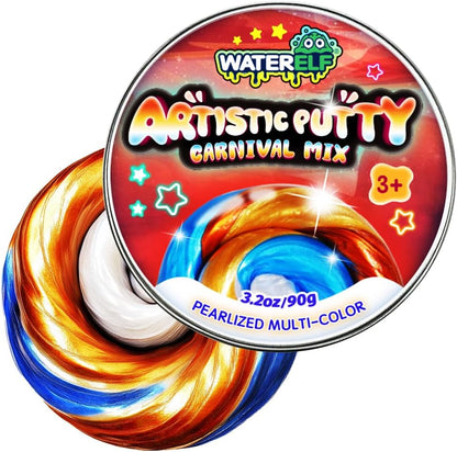 WATERELF Galaxy Putty Slime for Kids - Children's Day Gift, Fidget Sensory Artistic Therapy Putty Toys for Boys Girls Adults, Stress Relief Non-Sticky, 3.11 Inch 3.2 Oz – Golden/Red