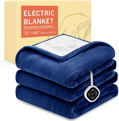 HOMLYNS LuxeHeat Heated Blanket Electric Blanket, Soft Flannel Sherpa Heated Throw, Heating Blanket with 5 Heat Settings, 3 hrs Timer Auto Shut Off (50x60 inches, Purple), Only for 120V Voltage Use