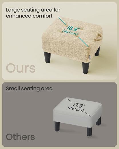 SONGMICS Foot Stool with Legs, Small Footstool Ottoman, Linen-Look Fabric Seat with Thick Cushion, for Living Room, Bedroom, Entryway, 330 lb Weight Capacity, Dark Gray ULOM502G01
