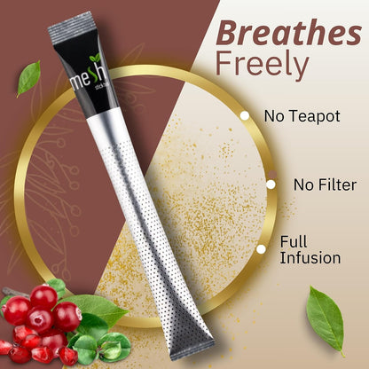 OZMI Premium Caffeine Free Fruit & Herbal Tea Sampler Gift Set, 16 Mesh Stick Teas, 4 Flavors, Rosehip, Wild Berry, Rooibos Vanilla & Pomegranate, No Teapot Required