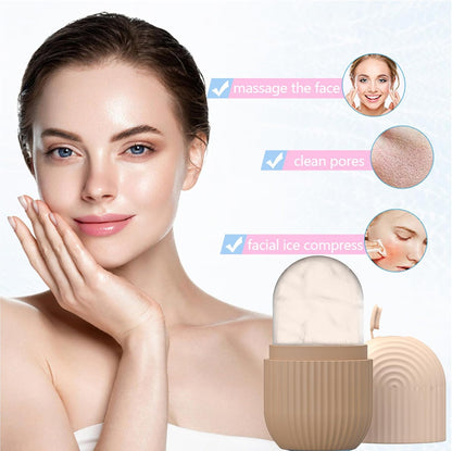 Joyeee Ice Face Roller, Reusable Silicone Mold Face Massage Eye Facial Beauty Skin Care Tools Apply Ice for Shrink Pores Anti Wrinkle Reduce Puffiness Improve Skin Elasticity, Striped