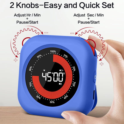 Rechargeable Digital Kitchen Timer for Cooking, Magnetic Timers with Countdown/up, Kids Timer with 5”LED Display 3 Brightness 4 Volume Adjustable for Classroom/Office/Home/Work/Fitness/Game（Blue）