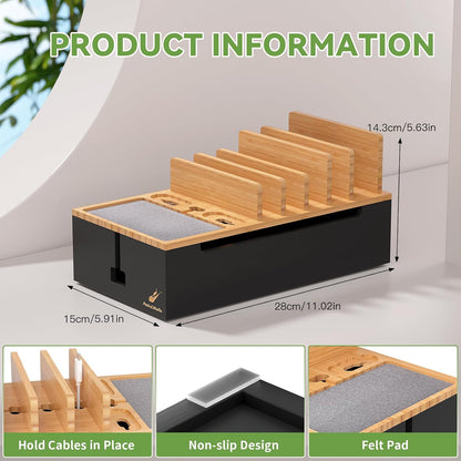 Pezin & Hulin Cell Phone Charging Station for Multi Devices-Natural Bamboo