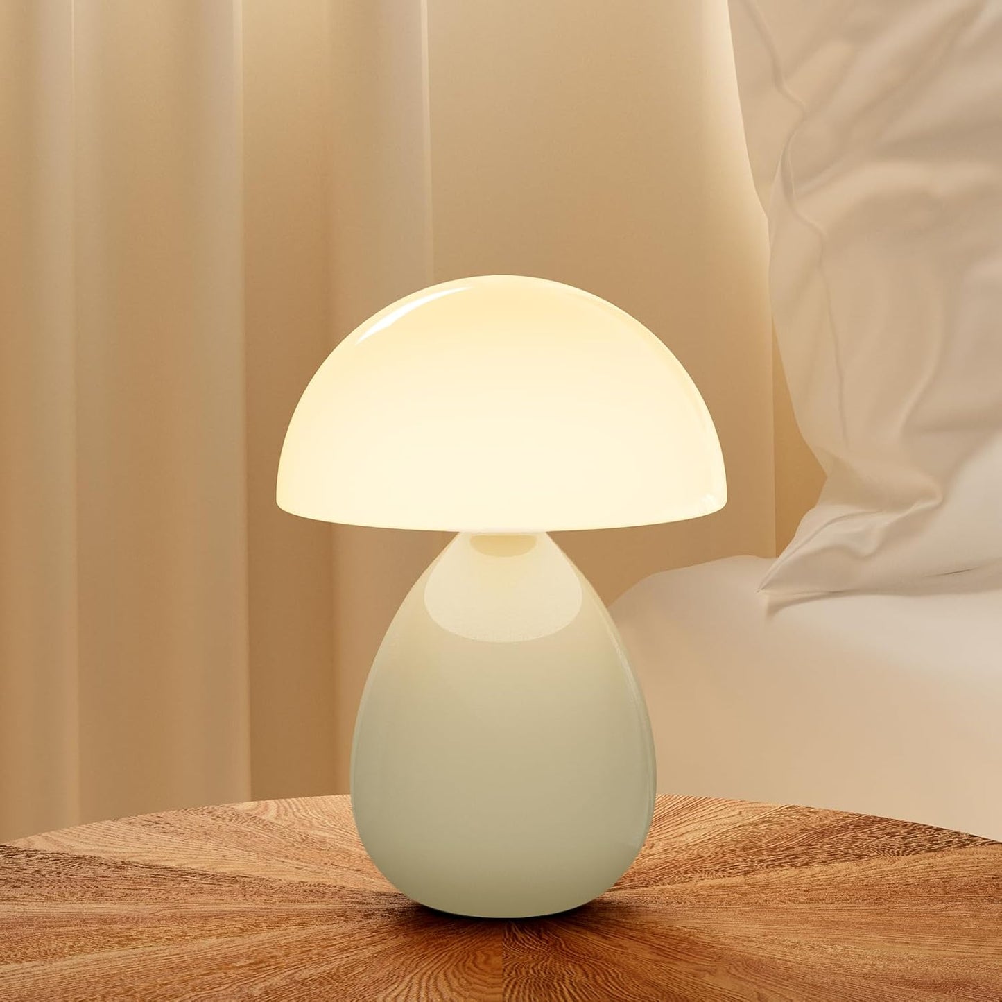 Dawnwake Mushroom Lamp Table Lamp for Bedroom,Desk Bedside Small Lamps for Living Room Night Stands,Mushroom Decor Cute Mini Modern Mid Century Lamps,Unique Aesthetic Home Living Room Decor(White)
