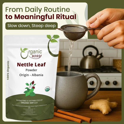 Organic Way Nettle Leaf Powder - Herbal Tea - 100% Raw from Albania (8 Oz)