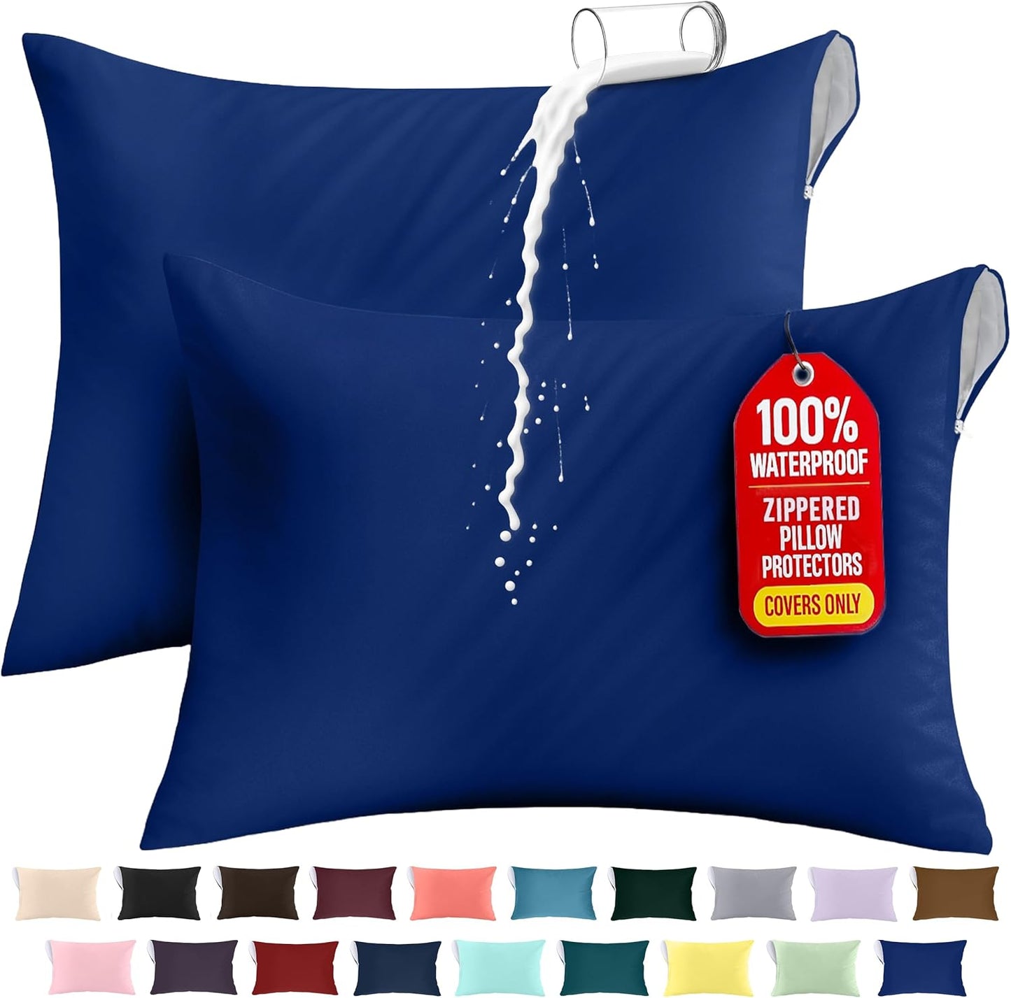 Utopia Bedding Premium 100% Waterproof Pillow Protectors with Zipper Standard Size (Set of 4), Bed Bug and Dust Mite Proof Zippered Pillow Covers, Pillow Encasement Cases, Gray
