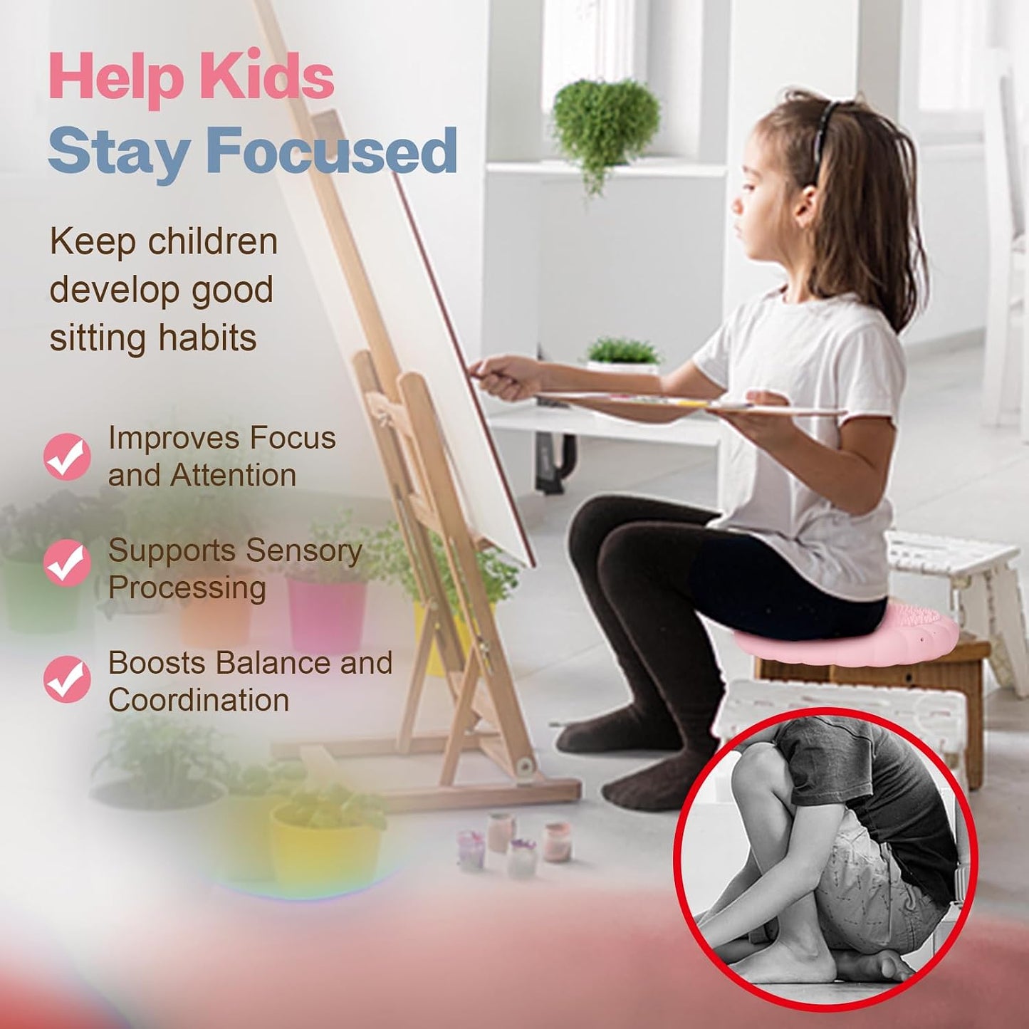 kisnbld Wobble Cushion, Extra Thick Wiggle Seat for Sensory Kids, Non-slip Balance Disc with Inflation Pump for Adults Core Strength, Posture Improvement & Physical Therapy (13.5in/34cm)